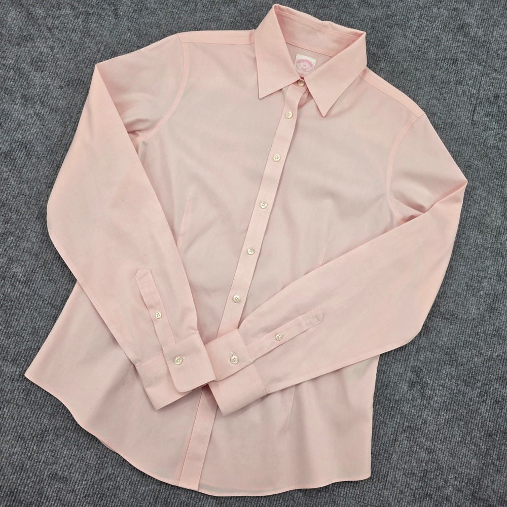 Brooks Brothers 346 Womens 10 Pink Tailored Fit Non-Iron Stretch Button Down